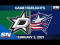 NHL Game Highlights | Stars vs. Blue Jackets - Feb. 2, 2021