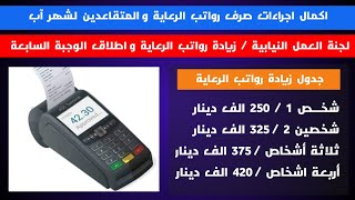 اكمال اجراءات صرف رواتب الرعاية و المتقاعدين . كتاب زيادة رواتب الرعاية الى 250 الف دينار