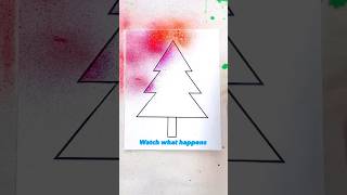 Watercolor Spray Paint Christmas Tree Art