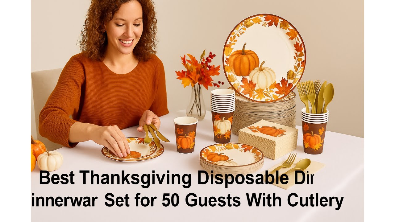 🍽️ Лучший набор одноразовой посуды на День благодарения на 50 гостей | Товары для вечеринки Potch...