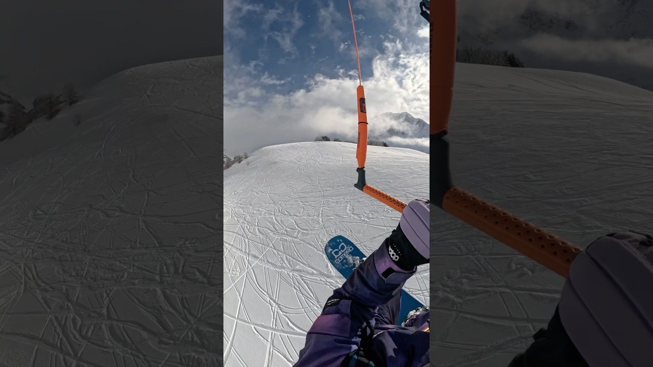 Flying in paradise #fly #flying #snowboard #snowboarding #kite #snowkite #mountains #fun