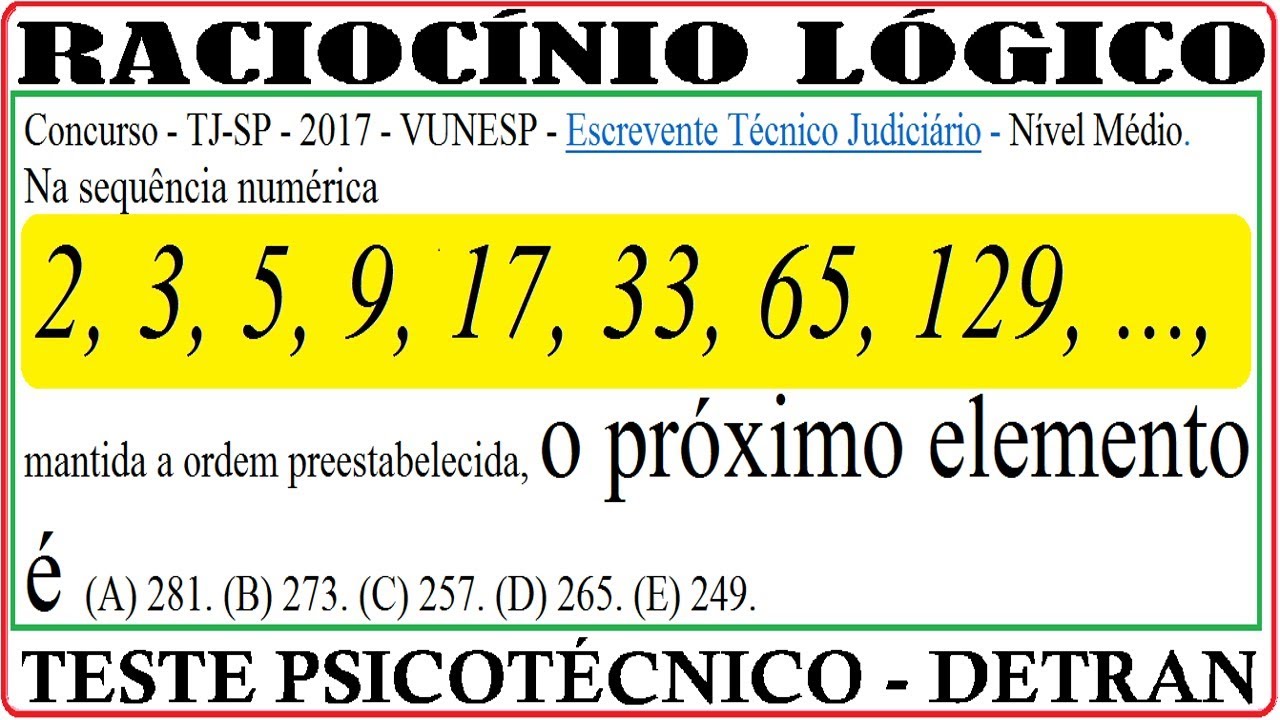 Raciocínio Lógico Sequencia Numerica