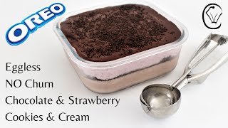 Strawberry & Chocolate Cookies and Cream Ice Cream Dessert Box NO Churn Eggless