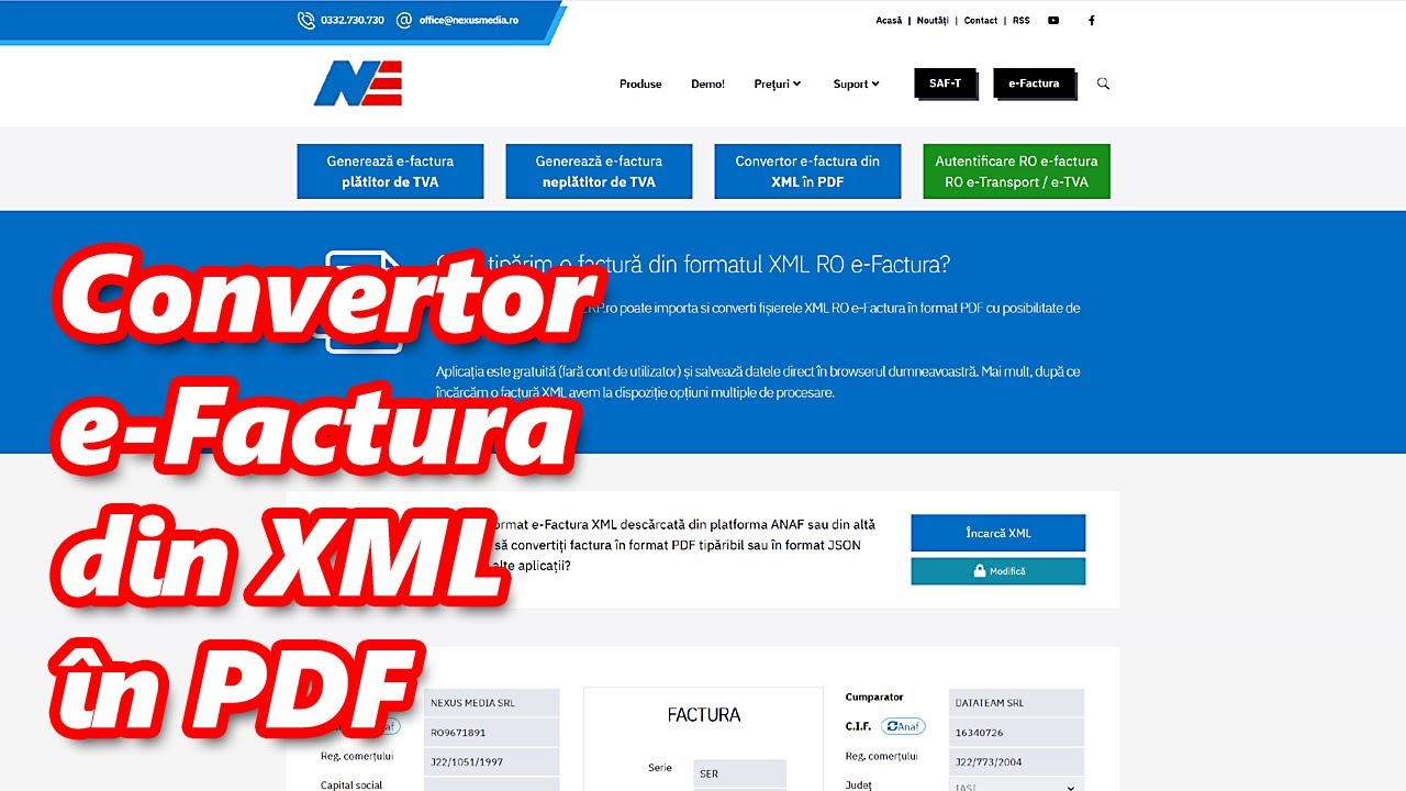 Convertor gratuit e factura din xml n pdf sau json youtube