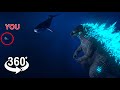 Revive Godzilla by going underwater in submarine POV [360 VR]