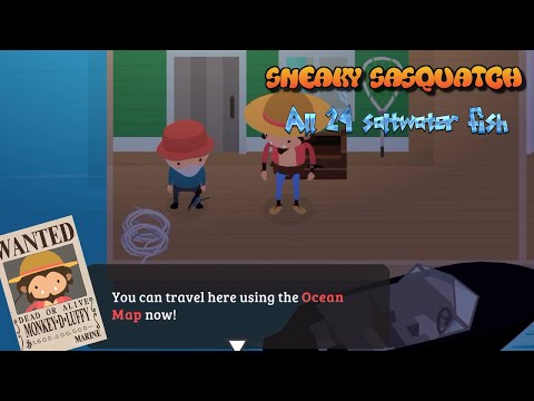 sneaky Sasquatch Info - All 24 Saltwater Fish location and  Fishing Guide [dinsun video]
