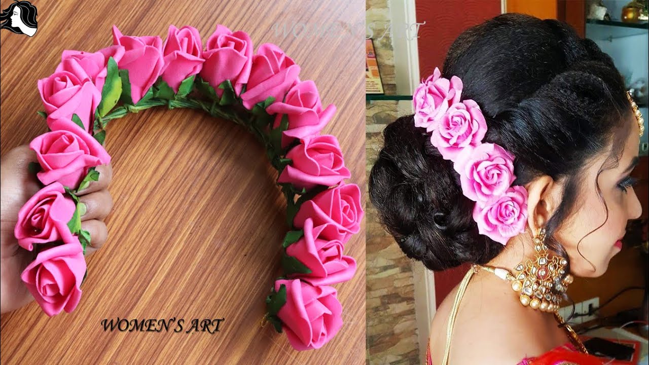 3 Ideas for fresh flower, Gypsy n rose hair decoration / parlour hairstyle  & hair accessory at home - YouTube
