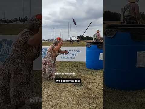 Comedian Tanyalee Davis doing her version of the CABER/corn dog Toss at @Okscotfest