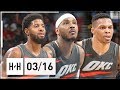 OKC Thunder BIG 3 Full Highlights vs Clippers 2018.03.16 - Russell Westbrook, Paul George & Carmelo