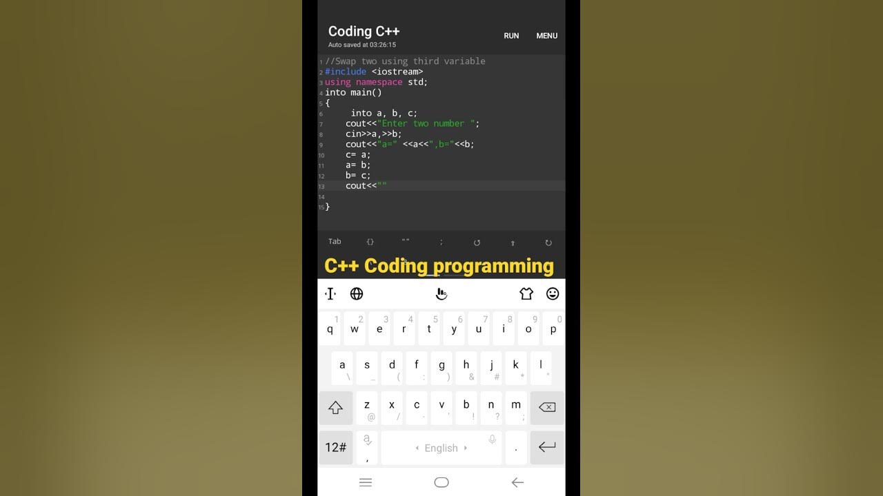 Swap two number using third variable #C++ #coding #programming language ...
