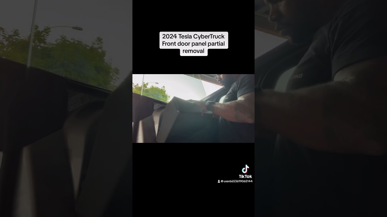 2024 Tesla CyberTruck front door panel partial removal.