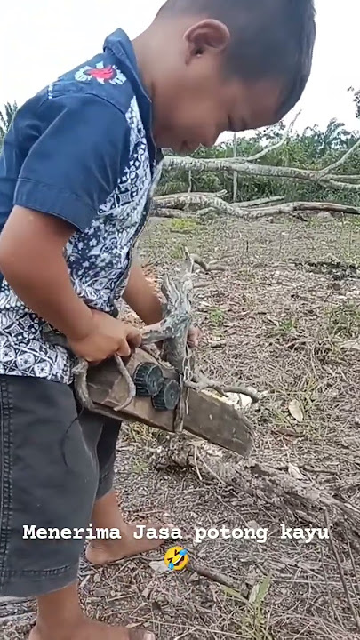 anak Kecil Menirukan suara mesin Potong kayu dengan Mulutnya