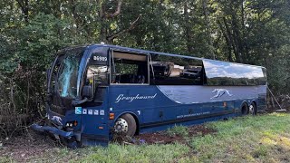 Greyhound bus flips over with nearly 40 people inside on I-75 near Forsyth