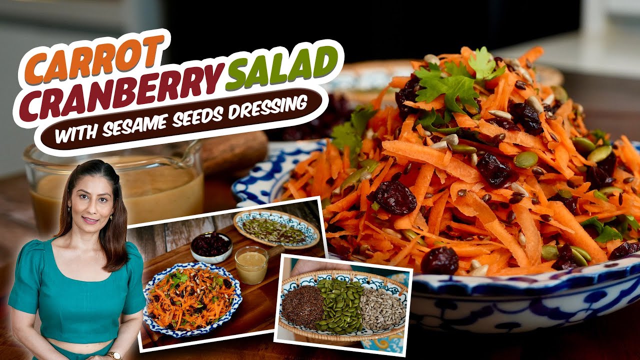 Sesame millet noodle salad with raw carrots cucumbers spicy peanut dressing