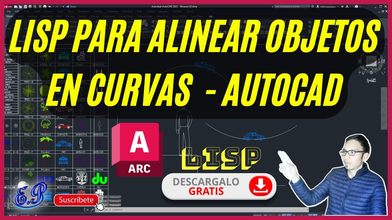📌👍 LISP PARA ALINEAR OBJETOS EN CURVAS ARCOS EN AUTOCAD 2023 📌👍 - YouTube