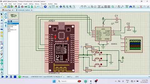 AD9833 Wave Form Generator Interface With ESP8266 in Proteus#shortvideo #shortsvideo #arduino#short 