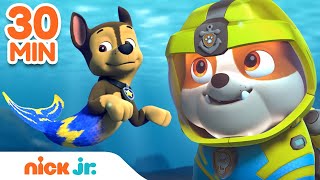 PAW Patrol Water Rescues! w\/ Rubble \& Chase 🌊 | 30 Minute Compilation | Nick Jr.