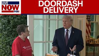 Trump takes questions while accepting Doordash order