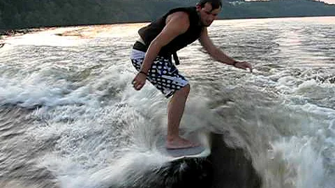 Tory Summers wake surfing in CT River