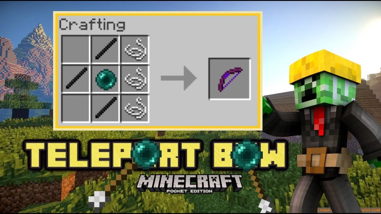 MCPE Teleport BOW using Command blocks! Tutorial 