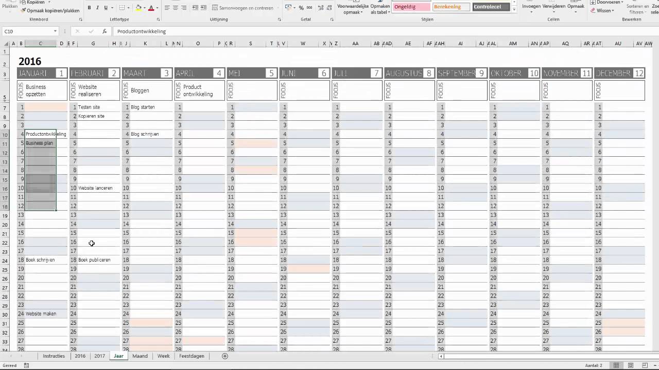 Business Planner In Excel - Demonstratie - Youtube