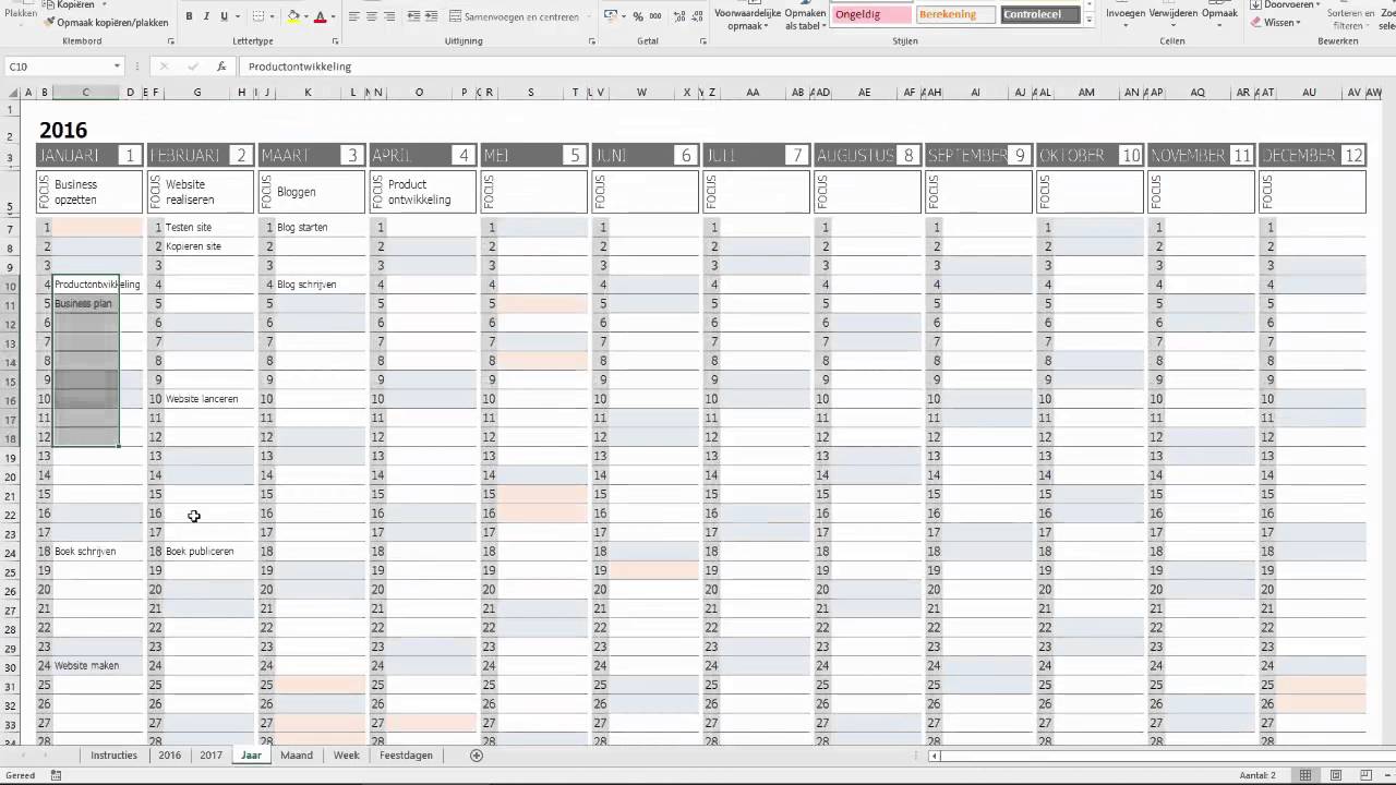 Inspectie Vergelijking Voorzichtigheid Business Planner in Excel