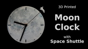 Glowing Moon Clock with Space Shuttle (3D Printed)