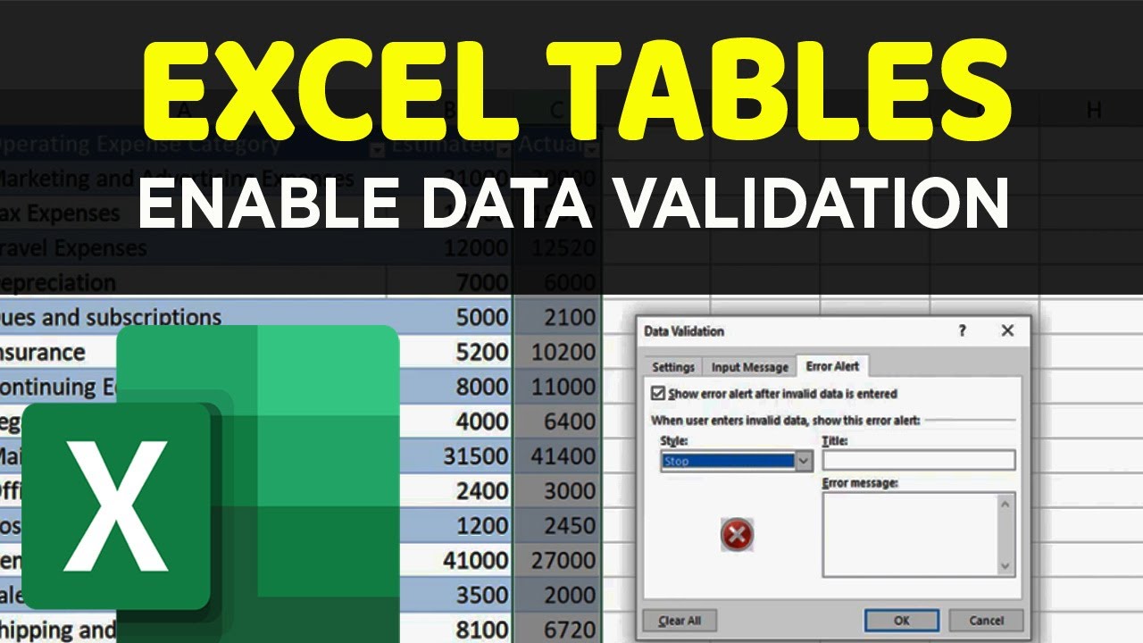 assignment for data validation in excel