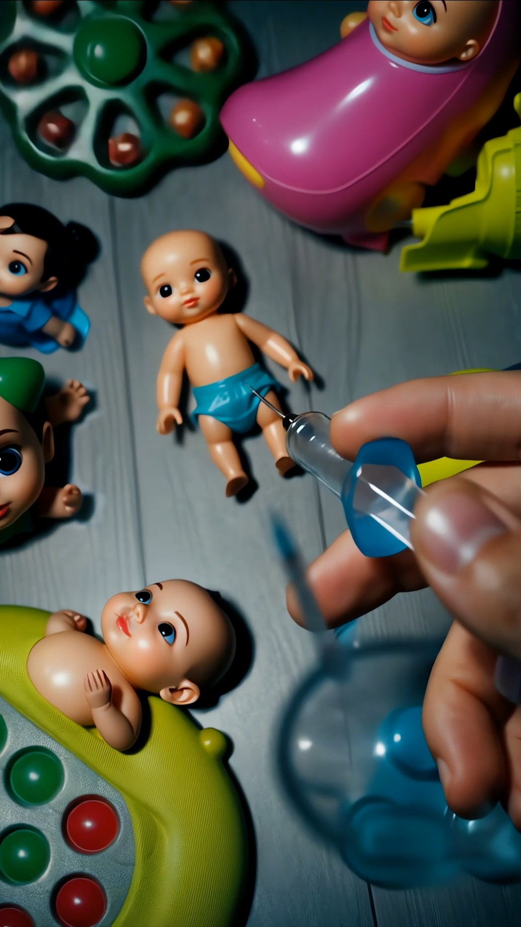 Cute baby crying after injection