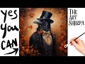 Victorian Gothic Fantasy Crow 🌟🎨 How to paint acrylics  Autumn Halloween