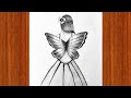 How to draw a Girl with Butterfly Wings / Easy drawing ideas for beginners / Beautiful Girl Drawing