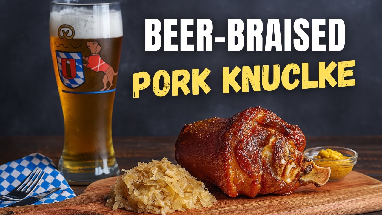 Beer-Braised Pork Knuckle (Schweinshaxe) 🍺 | Crispy & Juicy German Food 