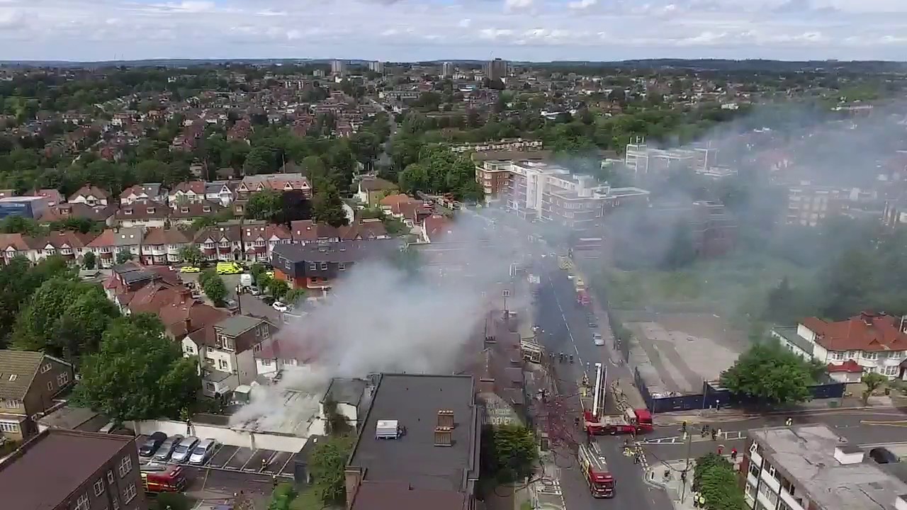 Golders Green fire aerial footage YouTube