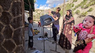 Village children.  Arman, who was waiting to unbox the TV, was shocked to see the bike