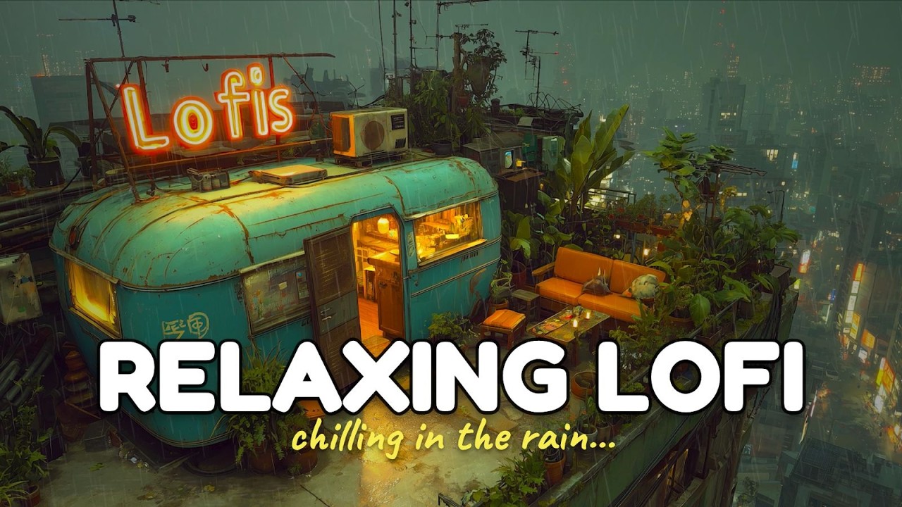 Raintrace Cabin Glow 🎶 | Future Streets / Lofi / Music / 🌧️ Dim Shine | Electric Skyline View