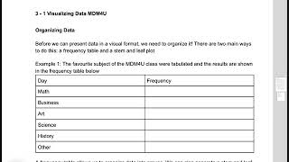 3-1 Visualizing Data MDM4U