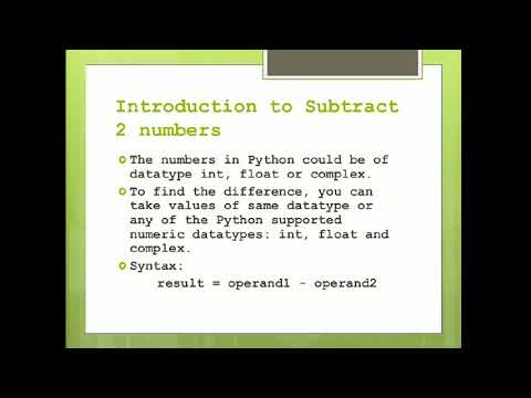 Python tutorial | Introduction to Subtract 2 numbers