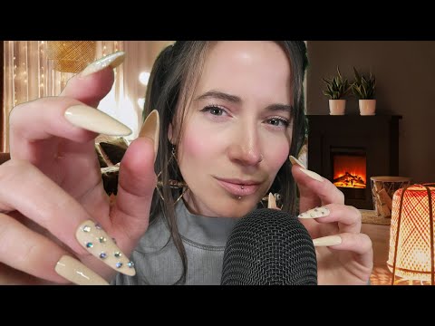 ASMR - Hand Movements & Face Touching (Up close Whispers, Finger Fluttering, Mic Scratching) 😴💤