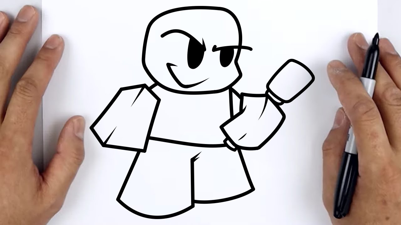 How to draw Roblox NooB  Friday Night Funkin Mod 