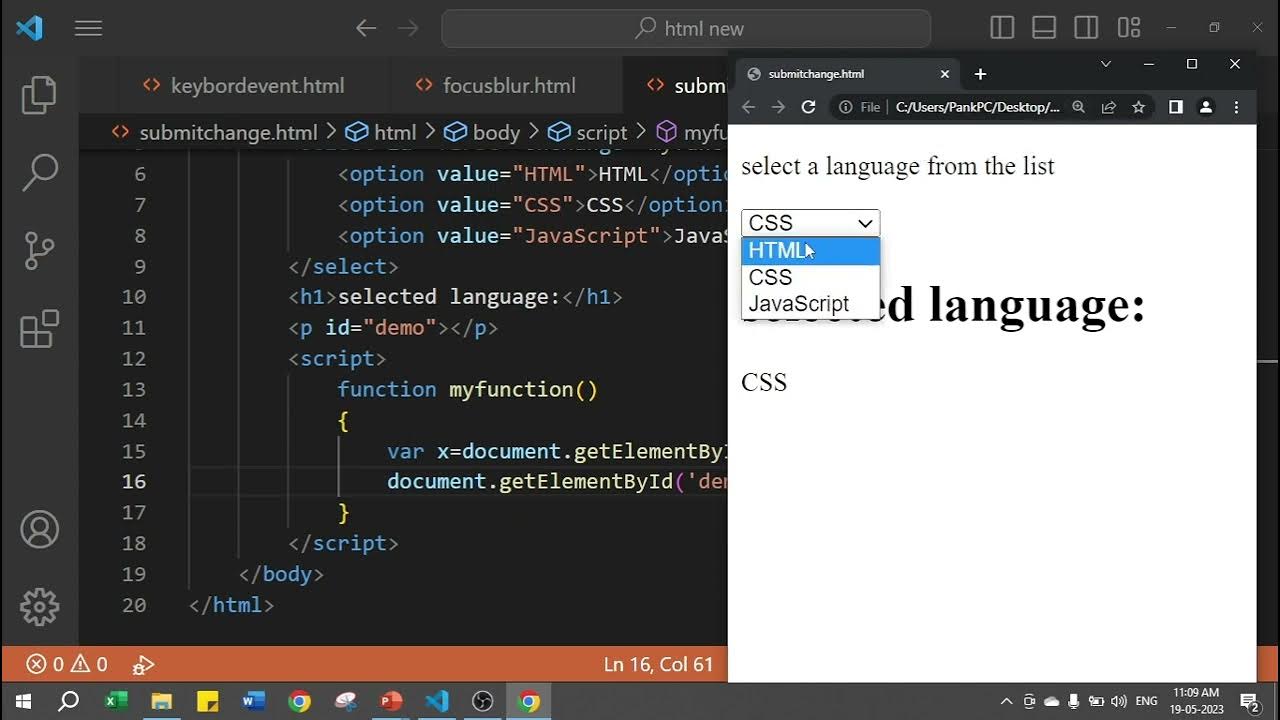 Submit and Change event in JavaScript | event in JavaScript ...