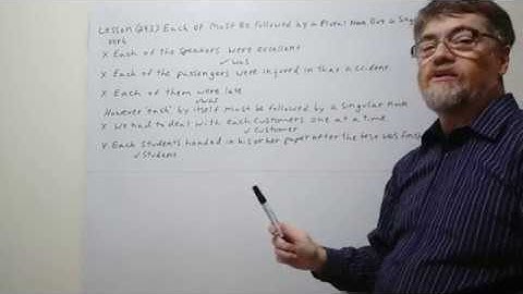 Tutor Nick P Lesson (293) Each of Must Be Followed by a Plural Noun and Singular Verb