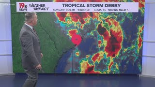 Forecast Update: Tropical Storm Debby makes landfall in South Carolina
