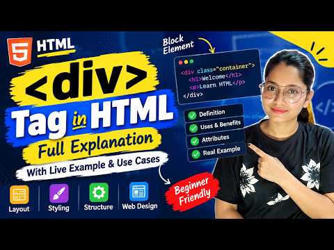 HTML DIV Tag Tutorial: How to Use, Position & Style Div Elements (Full Guide in Hindi)!! #html #html