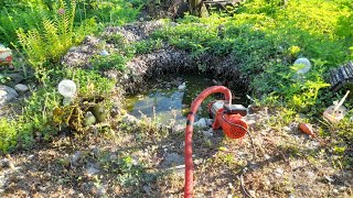 Пруд из тракторного колеса.Меняем воду.