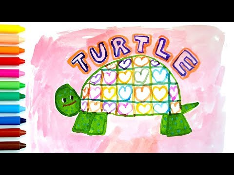 거북이 물감으로 그림그리기 색칠하기 drawing turtle | 어린이 영단어