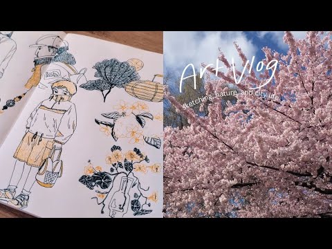 spring vlog 🌸 sketchbook sessions, cherry blossoms, hanging around the city