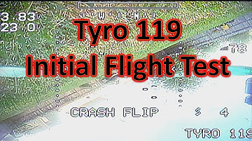Tyro119 Initial Flight Test:  Hovering, Turtle Mode (Flip Over After Crash)