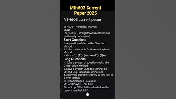 MTH603 Midterm current paper 2025 #vu #vuexams #mth603