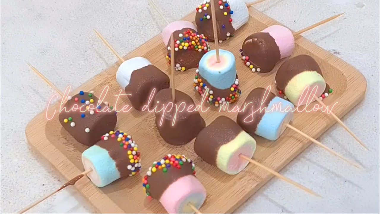 🍫 Chocolate dipped marshmallow 🍬 #2024 #tiktok #chocolate #marshmallow #easy #candy #recipe #asmr
