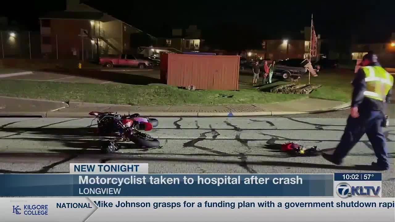 Motorcycle driver injured in 2-vehicle crash in Longview - YouTube